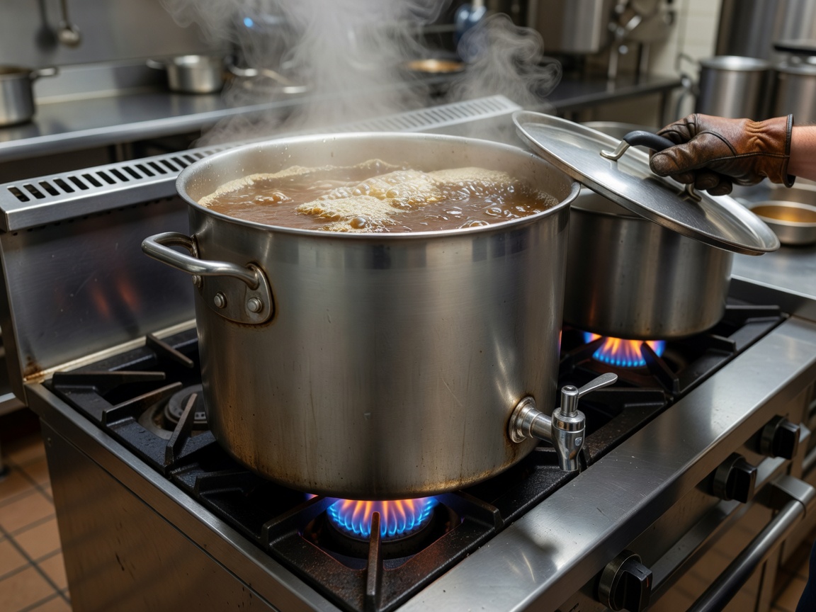Extract brewing kettle on a stove top